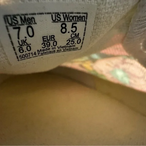 ❌SOLD❌Vans Floral Canvas Shoes Women's 8.5 or Men's 7 Slip On Off The Wall Pink - Picture 8 of 9